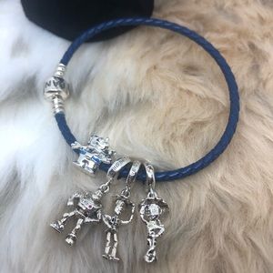 Pandora charms toys story with leather brazalete